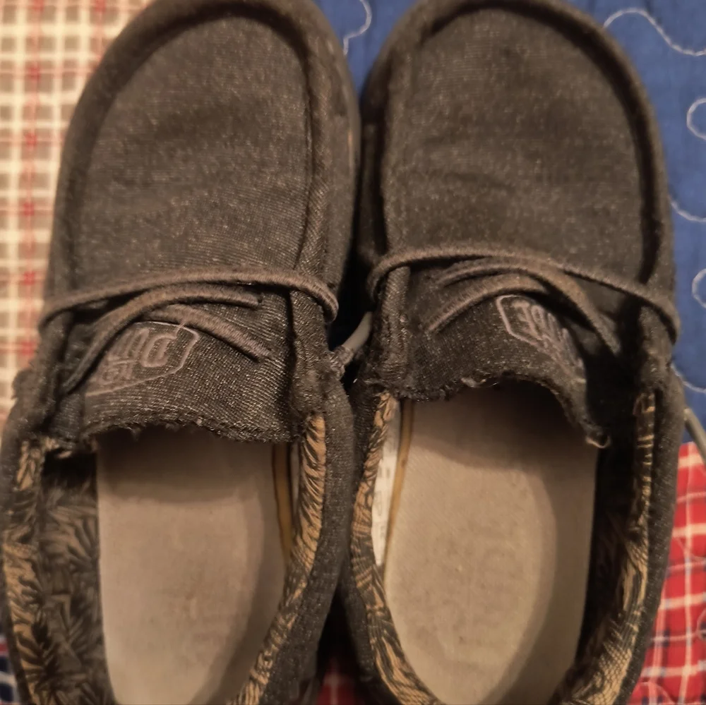 Items <$15 are 3/$30  Hey Dude Kids Moccasins in Black and Brown